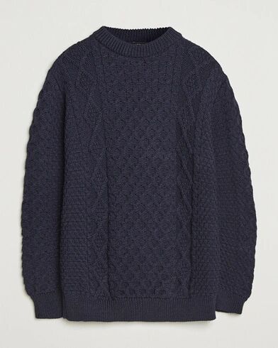 Gloverall Aran Wool Knitted Sweater Navy