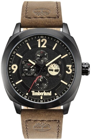 Timberland Herreklokke TDWGF9001801 Guelph Z Sort/Lær Ø46 mm