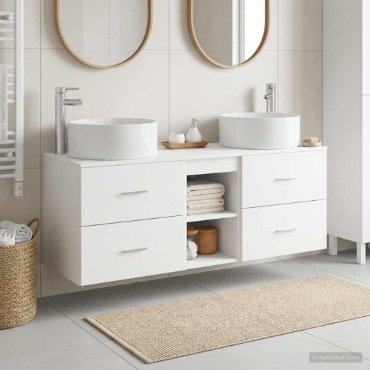 vidaXL Baderomsinnredningssett 3 stk. Hvit 49,5 x 44,5 x 65,5 cm vidaXL Baderomsinnredningssett 3 stk. Hvit 49,5 x 44,5 x 65,5 cm