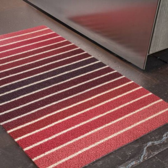 CHILEWICH Block Stripe Dørmatte 46x71cm CRANBERRY
