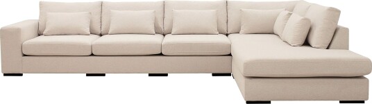 Grande 5 seters Sofa med Sjeselong Høyre Beige Stoff