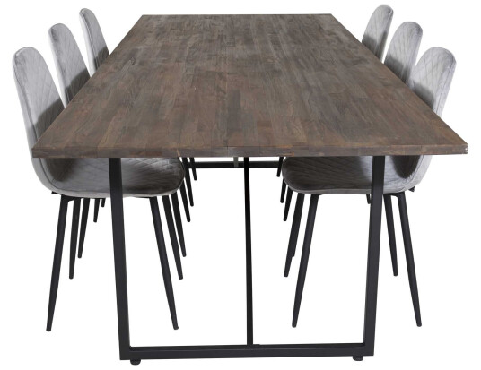 Venture Design Padang & Polar spisegruppe Natur/grå 6 st stoler & bord 250 x 100 cm