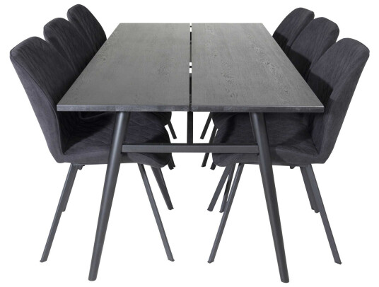 Venture Design Sleek & Gemma spisegruppe Svart/svart 6 st stoler & bord 195 x 95 cm