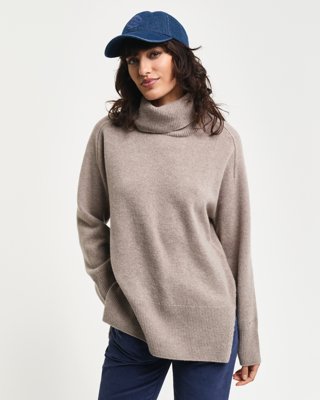 Gant Herringbone-monstret turtleneck WARM GREY L Gant Herringbone-monstret turtleneck WARM GREY L