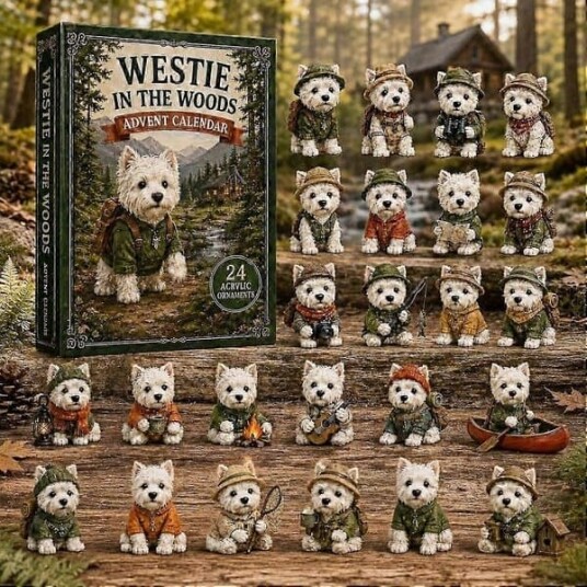 Julevalp adventskalender sett 24 3D Westie minifigurer skogeventyr stil statuer interaktiv nedtellingsgave for familiesamling