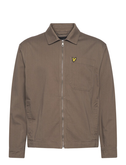 Lyle & Scott Enzyme Wash Zip Through Overshirt Khaki green XXL