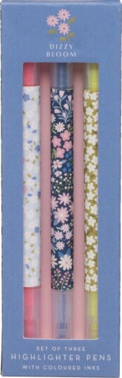 Highlighter i eske 3pk Blomster