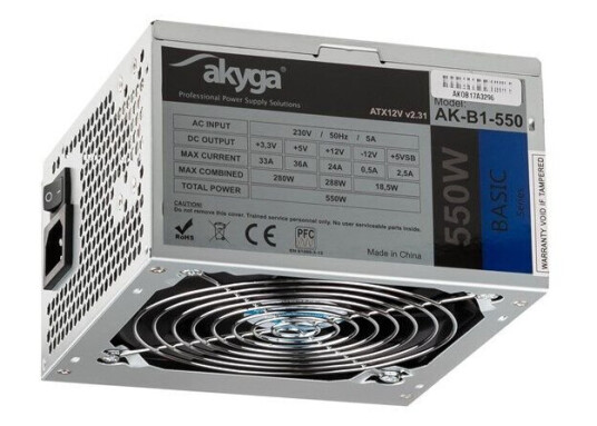 Akyga Basic Series Strømforsyning (PSU) - 550 Watt - 120 mm - 80 Plus Akyga Basic Series Strømforsyning (PSU) - 550 Watt - 120 mm - 80 Plus