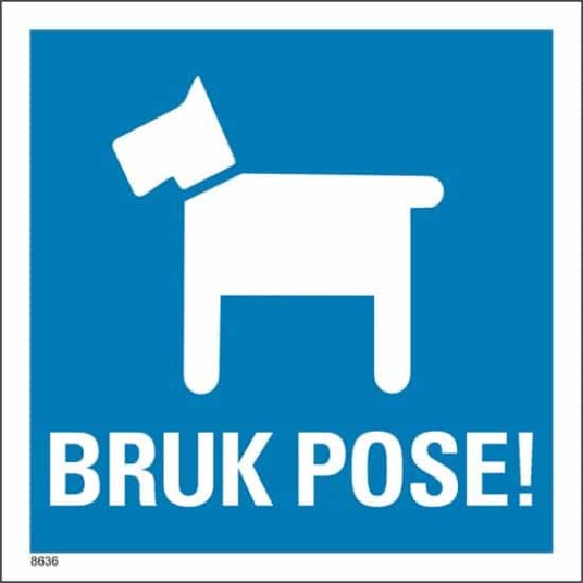Selvklebende Reflekterende Hundepose Informasjonsskilt - 35x35cm