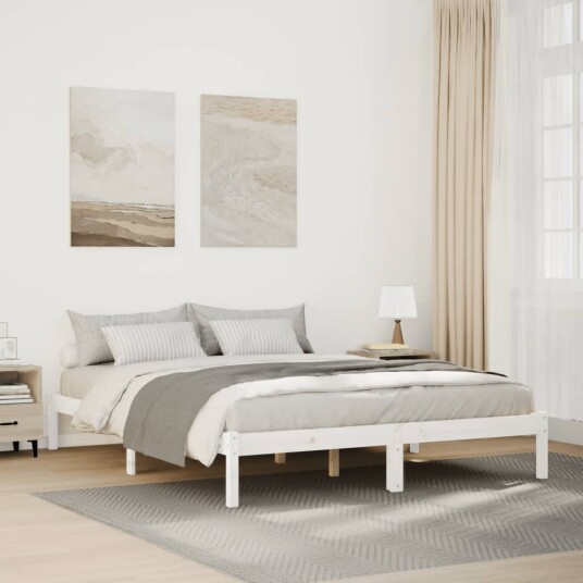  Ekstra lang sengeramme uten madrass hvit 140x210 cm heltre furu