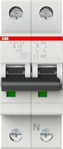 Abb S201-B13na, Miniatyr-Automatsikring, Type B, Ip20
