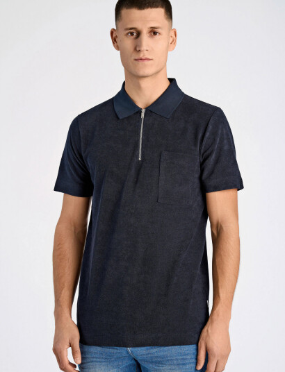 Lindbergh Terry Pique W. Zip - Navy - M