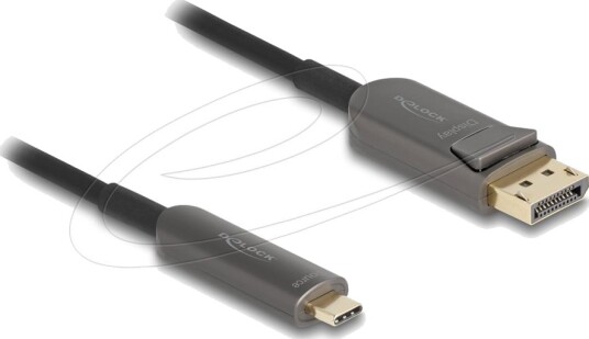 Delock Adapterkabel Usb C Hann Til Displayport Hann Usb4 / Thunderbolt 3 / Displayport 2.1 30 M Halogenfri Active Optical Cable Aoc 8 K 60 Hz 7680 X 4320 Støtte 4 K 240 Hz 3840 X 2160 Støtte Støtte For Dp Alt ModuSvart