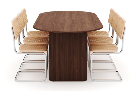 Scandinavian Choice Noira Spisebord 220 cm Massivt Valnöt med 6 stk Build Matstkolar Brun