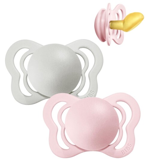 BIBS Couture Smokker 2 pack Str. 1 Anatomisk Haze/Blosso BIBS 0 6 md Smokk Grå Rosa