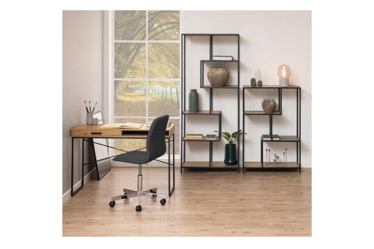 Hylle Seaford 77x35x185 cm Eik/Svart  