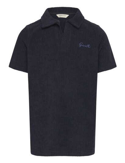 Gant Kids Revere Collar Towelling Polo   Navy   152