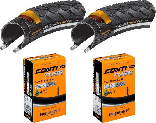 2 Dekk + 2 Slanger Continental Contact Plus 700x42 (42-622) Refleks Bil Ventil