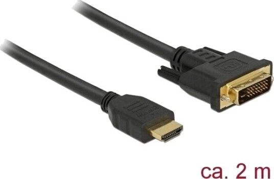 Delock HDMI til DVI-D Adapterkabel 2 m med Trippel Beskyttelse - Svart