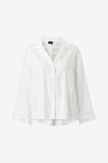 Gina Tricot Pysjamasskjorte Satin Striped Shirt Hvit