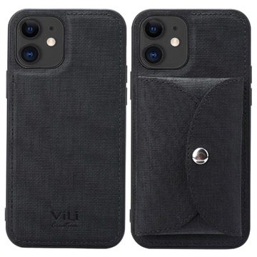 Vili T iPhone 12/12 Pro Deksel med Magnetic Lommebok Svart