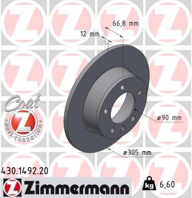 Bremseskive ZIMMERMANN 430.1492.20 Bremseskive ZIMMERMANN 430.1492.20