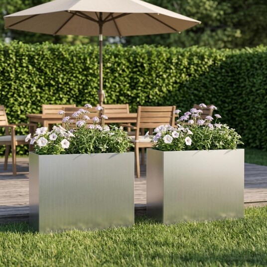 vidaXL Hageblomsterpotte 2 stk. Sølv 50 x 20 x 40 cm Galvanisert stål
