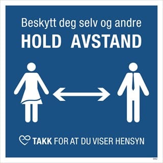 Informasjonsskilt Hold Avstand 35x35cm Selvklebende Etterlysende Alu-plate