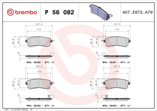 Bremseklosser BREMBO P 56 082