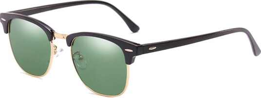 Black Solbriller Clubmaster Green Glass + Senile String