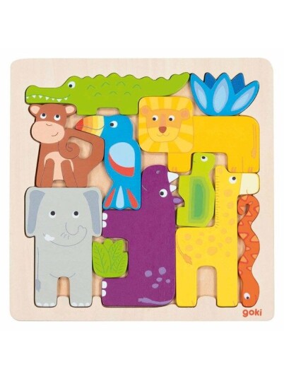 Goki Wooden Puzzle Safari 11pcs. Tre Goki Wooden Puzzle Safari 11pcs. Tre