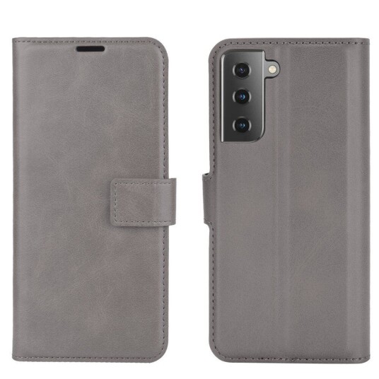 INCOVER Samsung Galaxy S21 Skinn Flip Deksel med Lommebok - Grå