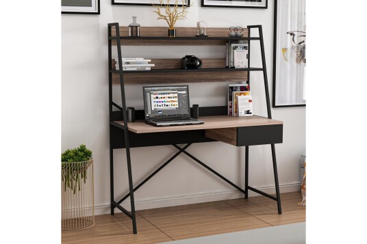 Garavelo Skrivebord 25x124 cm Valnøtt/Svart