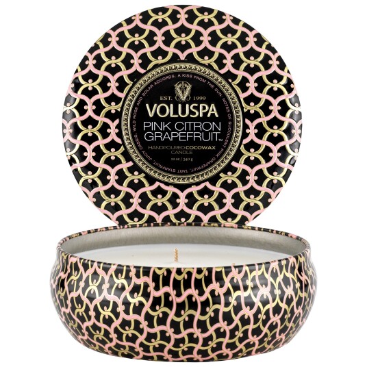 Voluspa Pink Citron Grapefruit 3-Wick Tin Candle 40h Voluspa Pink Citron Grapefruit 3-Wick Tin Candle 40h