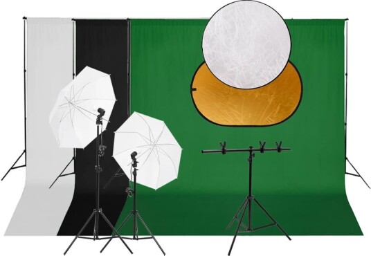 Fotostudiosett med lyssett bakgrunn og reflektor