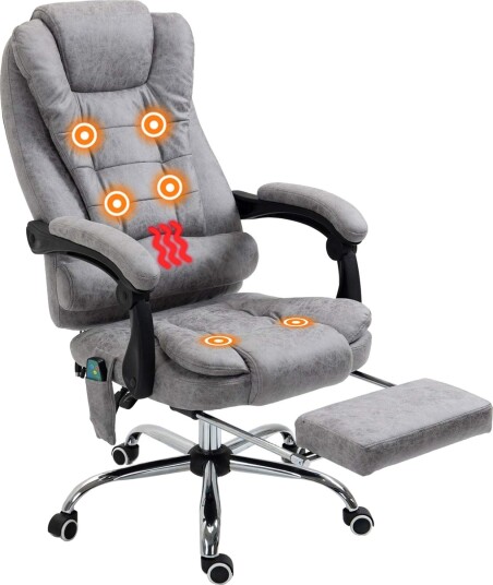 Ergonomisk kontorstol med massasje og varme liggende grå Ergonomisk kontorstol med massasje og varme liggende grå