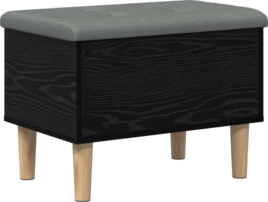 vidaXL Oppbevaringsbenk med pute Svart eik 62 x 42 x 46 cm vidaXL Oppbevaringsbenk med pute Svart eik 62 x 42 x 46 cm