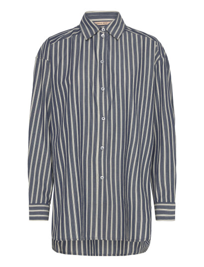 Stella Nova Oversized Striped Cotton Shirt - Navy - 34