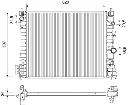 Radiator, motorkjøling VALEO 701746