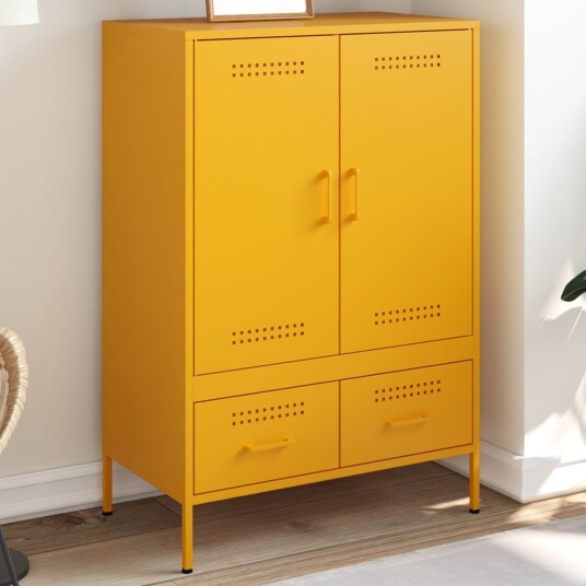 Highboard sennepsgul 68x39x101,5 cm kaldvalset stål