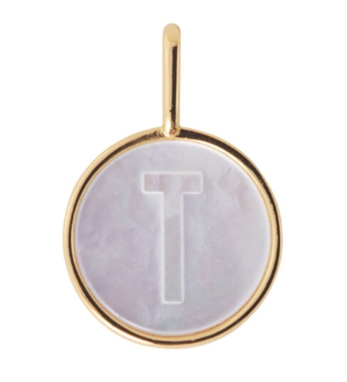 Design Letters Pearl Charm Gold A-Z - Gold - Ø:12MM