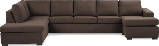 Crazy 5 seters Venstrevendt U formet X Large Sofa med Divan og Sjeselong i Stoff Brun