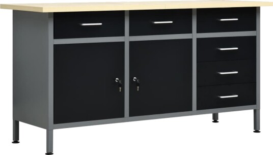 Arbeidsbenk svart 160x60x85 cm stål Arbeidsbenk svart 160x60x85 cm stål