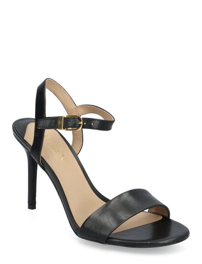 Lauren Ralph Lauren Gwen Burnished Leather Sandal - Black - 40 Lauren Ralph Lauren Gwen Burnished Leather Sandal - Black - 40