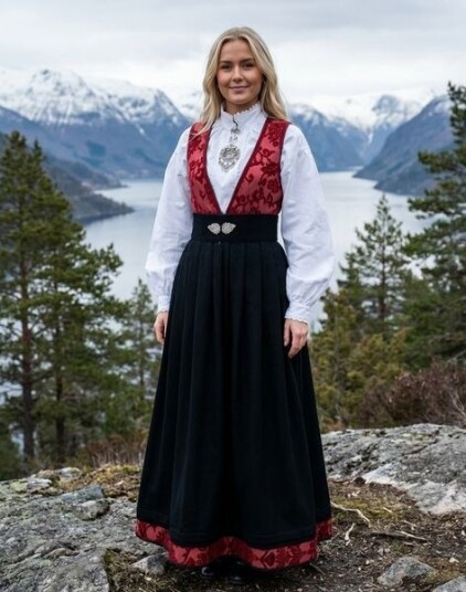 Sølje Nye Tora festdrakt til dame i rød