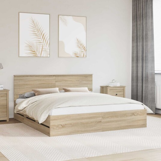Sengestamme med skuff Sonoma eik 200 x 200 cm Ingeniørtre Sengestamme med skuff Sonoma eik 200 x 200 cm Ingeniørtre