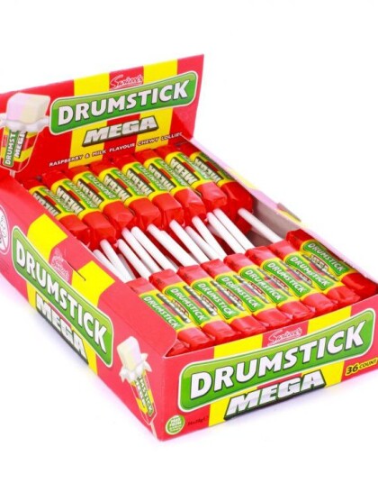 36 stk Swizzels Drumstick Mega Lollies / Karamell på Pinne Hel Eske