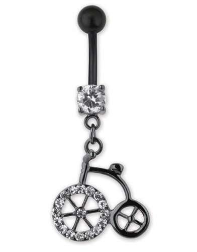 Navlepiercing med Svart Sykkel & Stener