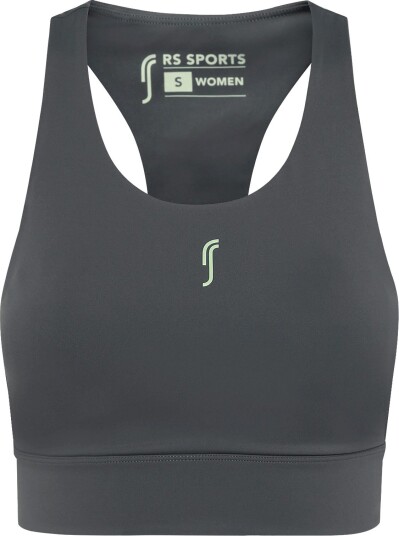 RS Sports Women"s Stretch Tech Sports Bra Logo (Deep Grey/Ace Yellow,Xl,St) DEEP GREY/ACE YELLOW XS