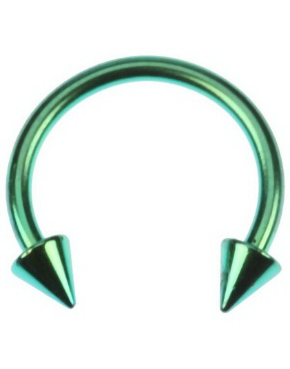 Utgått Rund Grønn Øyenbrynspiercing med Spike Kuler 12 x 8 mm